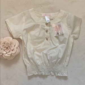 Janie and Jack ivory blouse with gold buttons